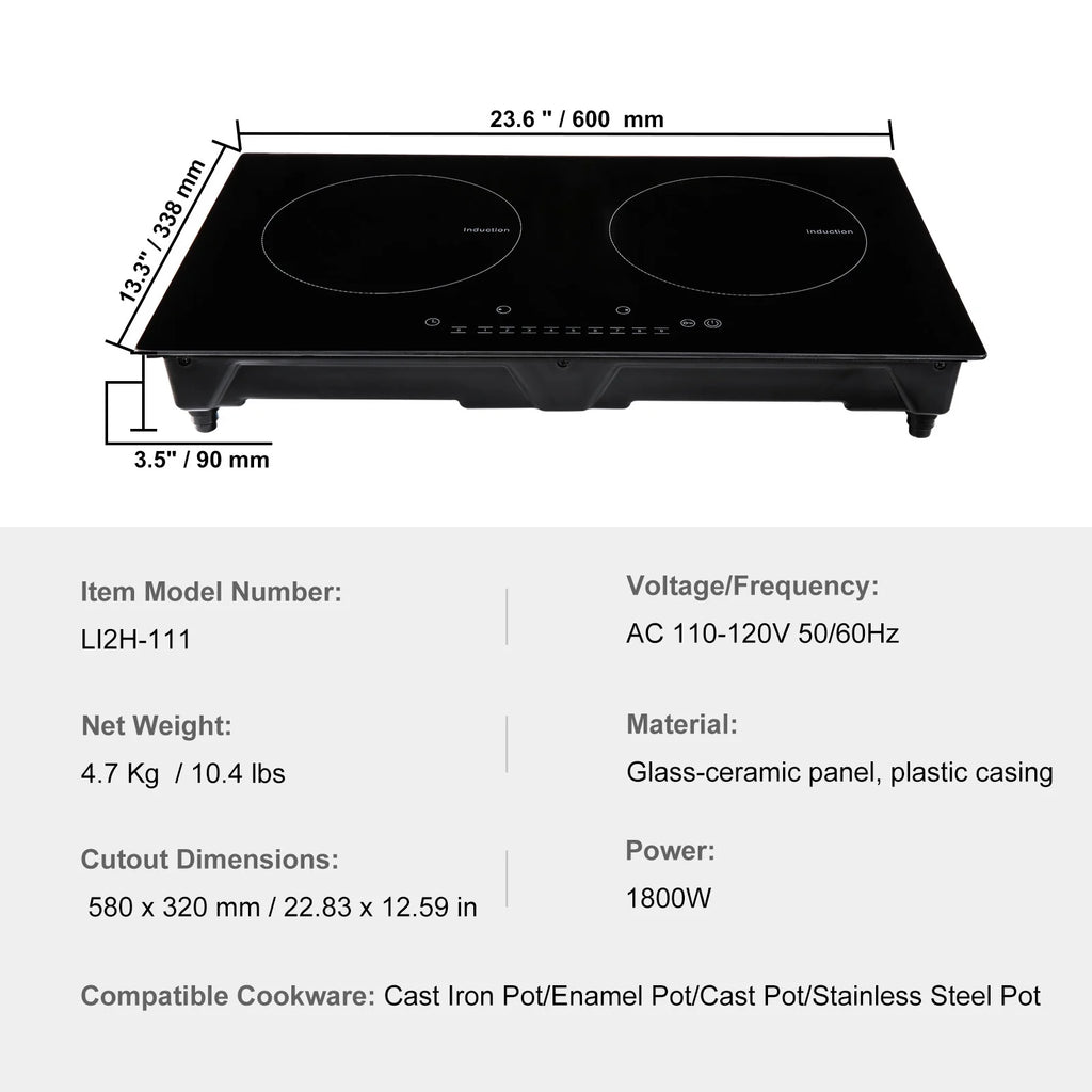 2 Burners Ceramic Glass Electric Cooktop U55569