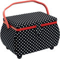 Black & White Polka Dot Print Sewing Basket C31118