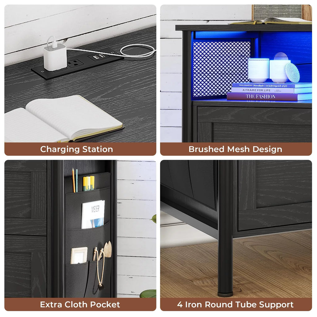 Black 4 Drawer Dresser with Charging Station W795954