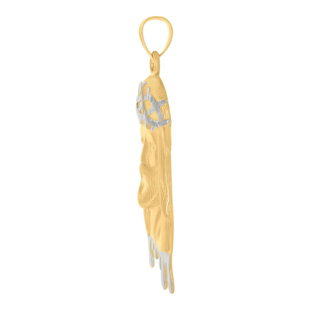 10k Two Tone Gold Mens Jesus Pendant Necklace H3830