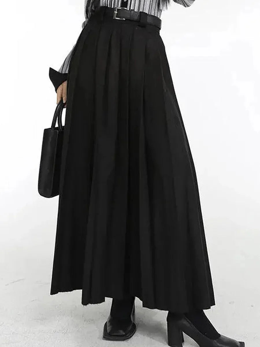 Dark Pleated Midi Skirt K71296