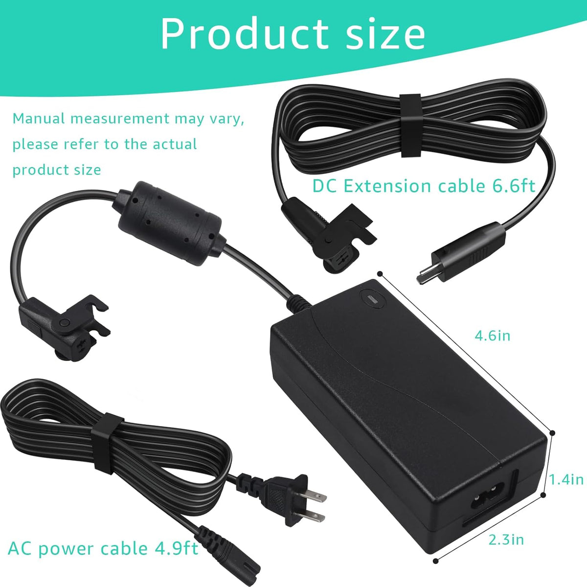 2-Pin 29V2A Power Adapter with Extension Cord for Recliner, Black R577