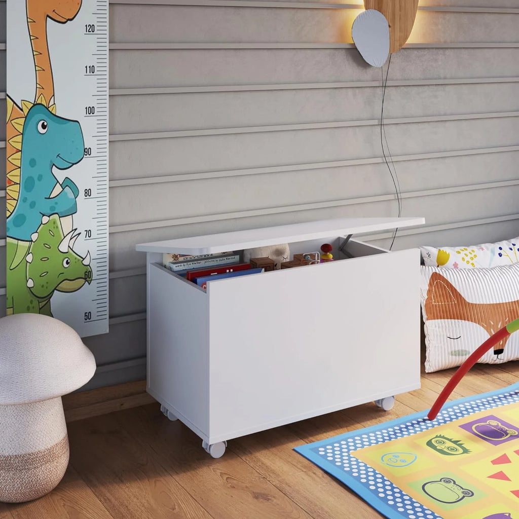 White Engineered Wood Storage Trunk with Lid A5951