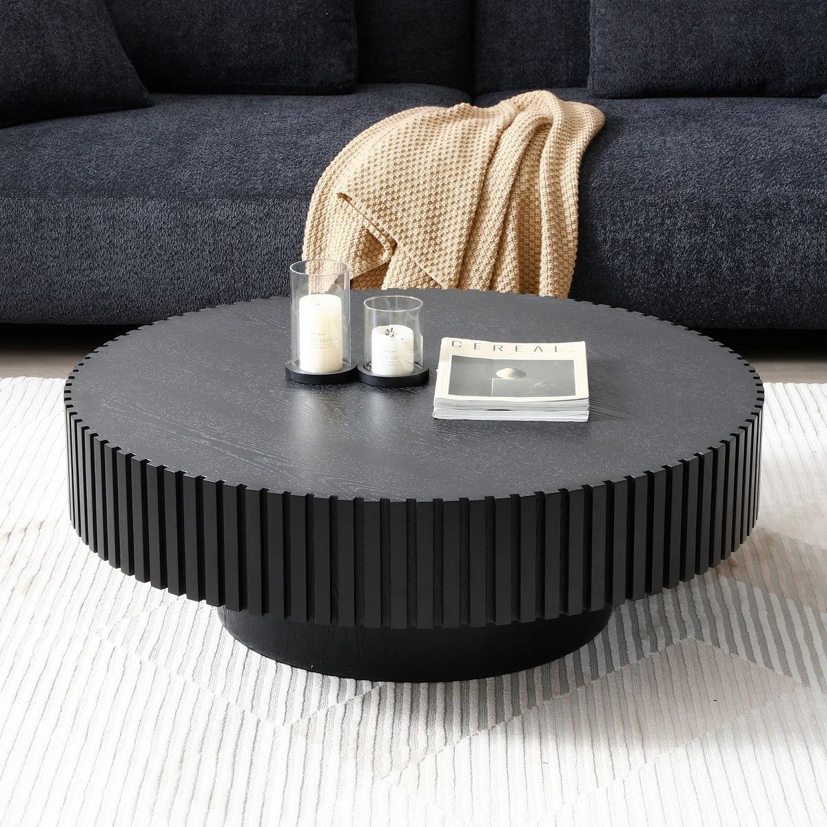 Black MDF Drum Coffee Table D182221