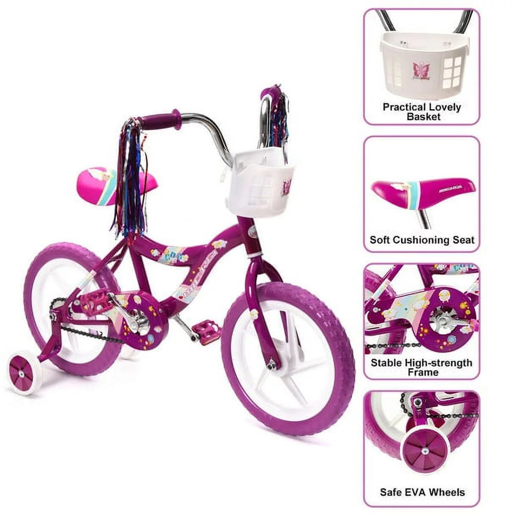 2 Kid's BMX Bicycle with Coaster Brake and Training Wheels A1225
