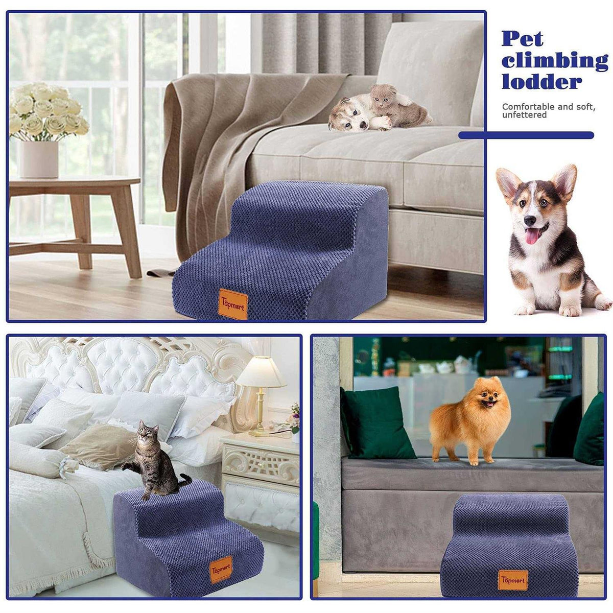 High Density Foam Dog Ramp & Steps 2 Tiers Non-Slip J1294
