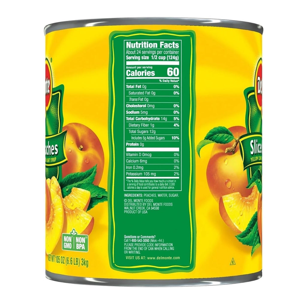 Lite Sliced Peaches In Extra Light Syrup 105 Ounce E265