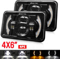 2pcs 4x6 Inch LED Headlights Sealed Beam 80W Amber Halo Rectangular Replacement Pack of 2 W7906