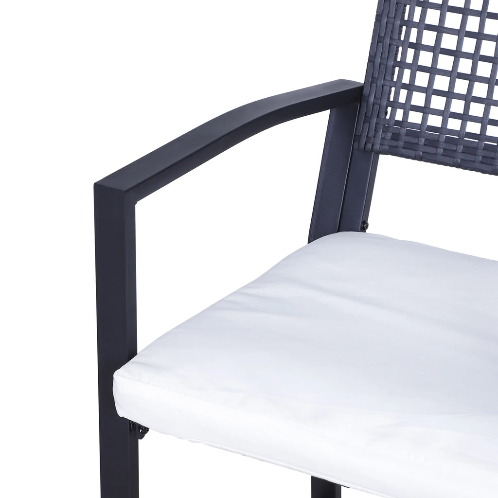 3 Pcs Rattan Wicker Patio Bar Set with Cushion T864789