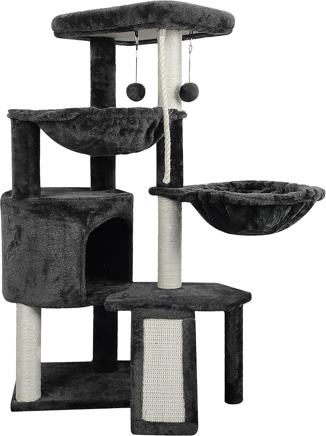 Darkgray Cat Tree with Cat Condo and Two Hammocks A11355