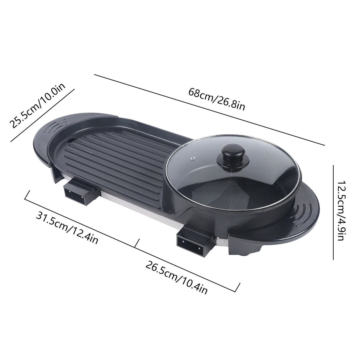 2 in 1 Electric Hot Pot Barbecue Grill Non-Stick Pan Y690