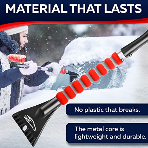 27" Snow Brush & Ice Scrapers with Foam Grip, Detachable, Gray O826
