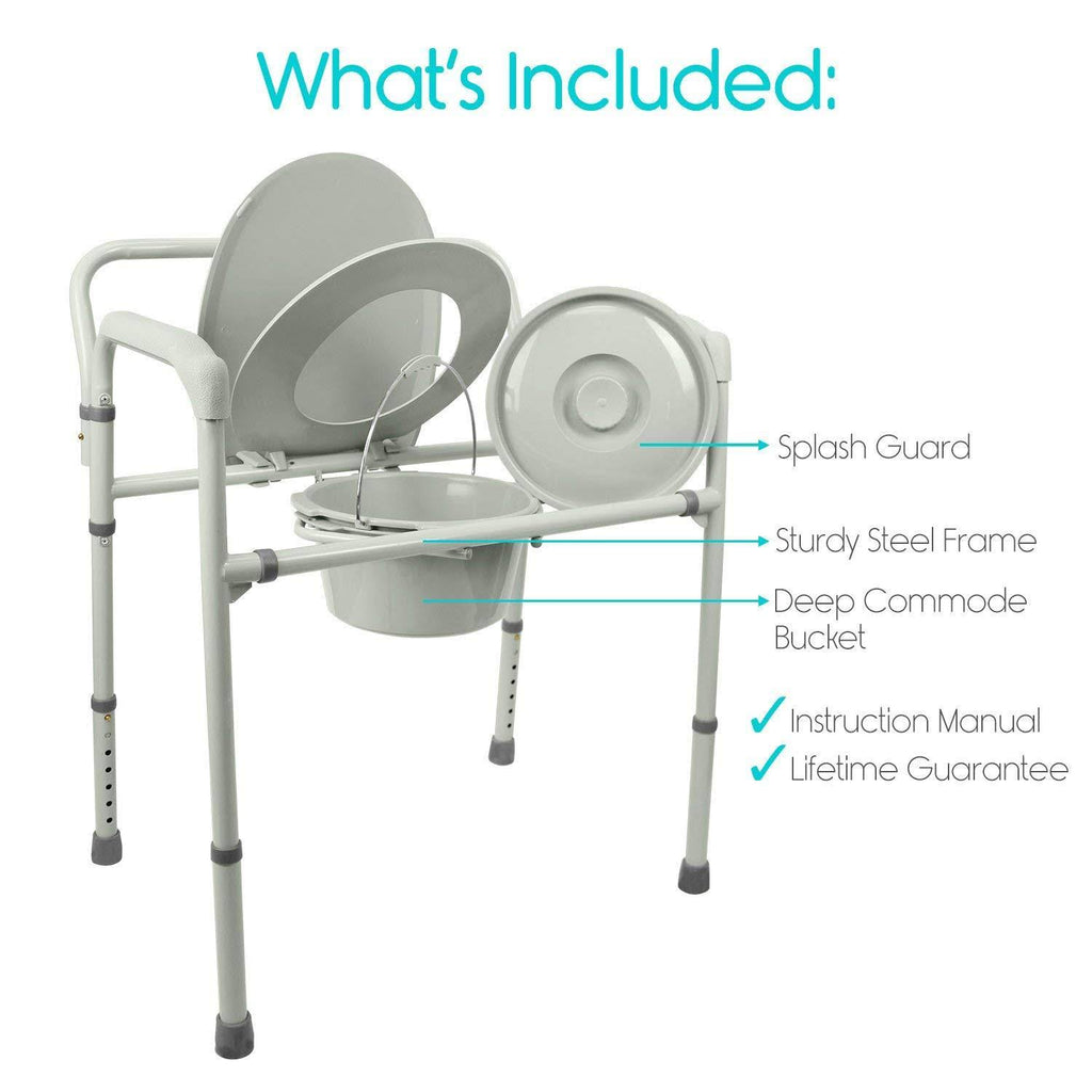 3 in 1 Extra Wide Folding Commode Chair H69483