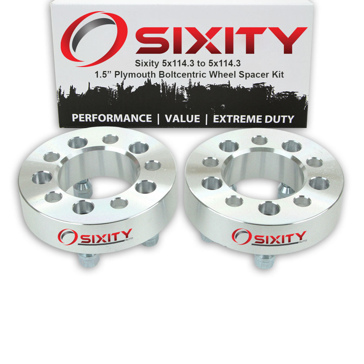 2 pc 1.5" 5x114.3 Wheel Spacers with 1/2-20tpi 1.25in Studs Lugs A24808