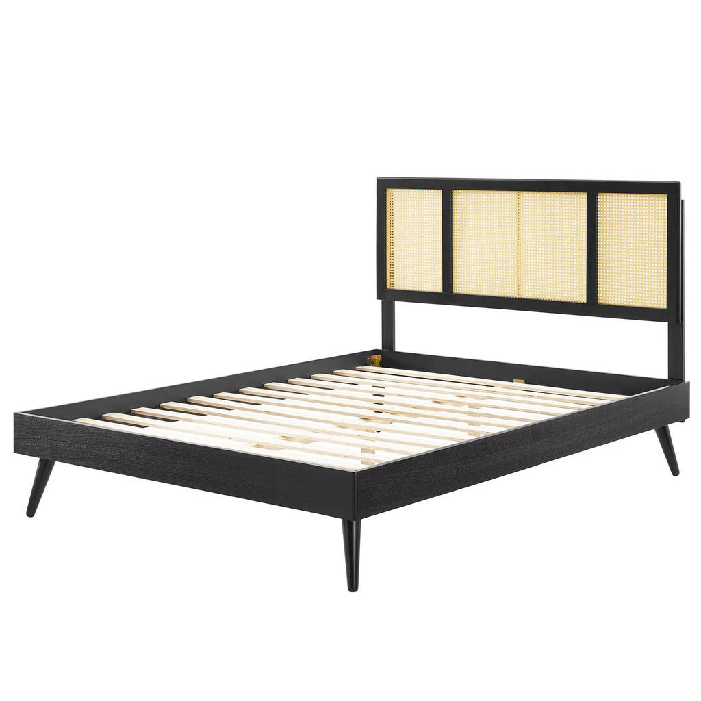 Queen Size Black Wood Platform Bed Frame N865
