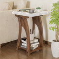 Rustic Tray Top End Table White Brown Rectangle L856665