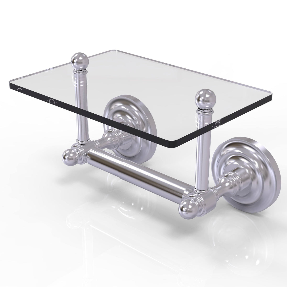 Brushed Bronze Toilet Tissue Holder with Glass Shelf Q7298