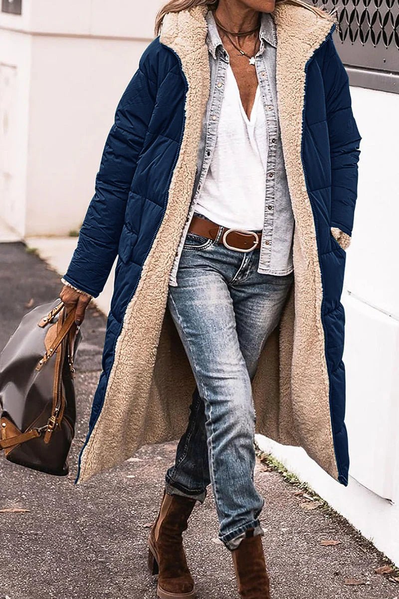 Solid Hooded Collar Outerwear Z91181