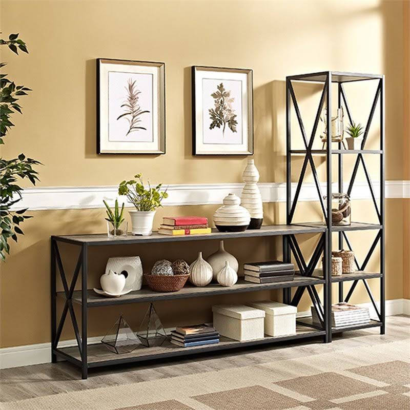 2 Shelf Wide Bookcase in Driftwood E80254