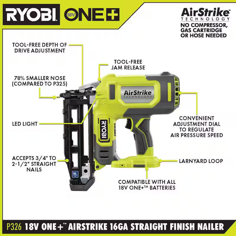18V Cordless Finish Nailer with 2.0 Ah Battery I624