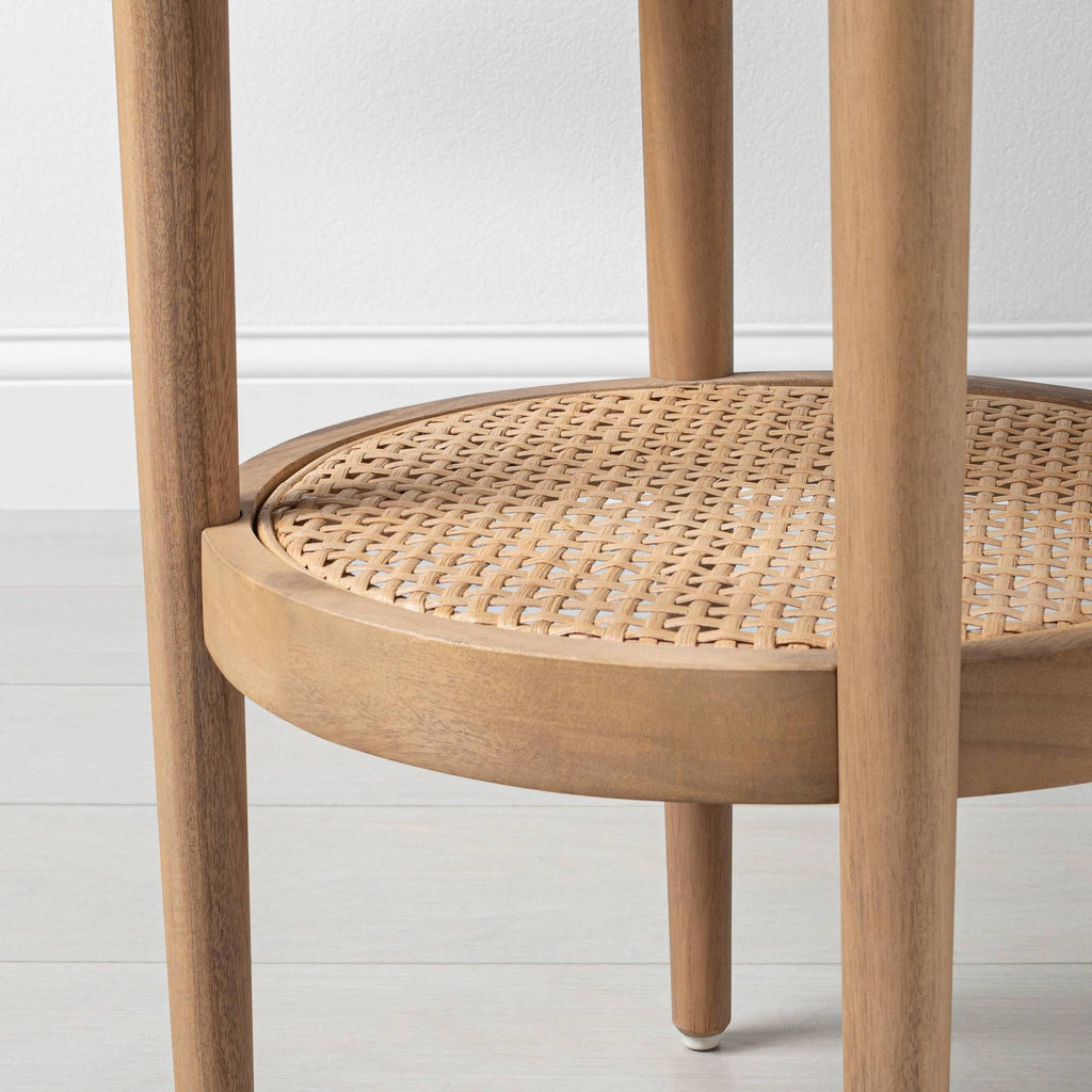 Wood & Cane Round Accent Table X8347