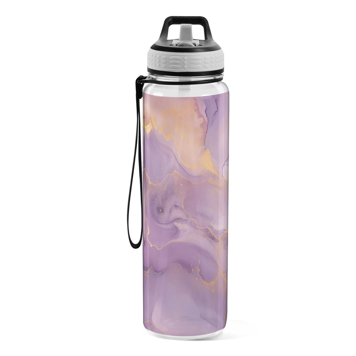 Purple and Gold Marble 32oz Tritan Leakproof Water Bottle with Straw K966811