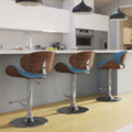 Blue Linen Look Fabric Adjustable Height Bar Stool Z694792