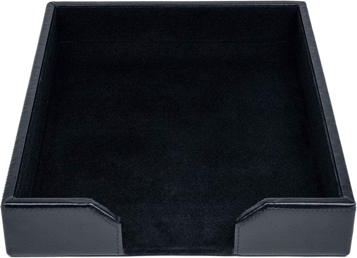 Black Bonded Leather Letter Tray W689