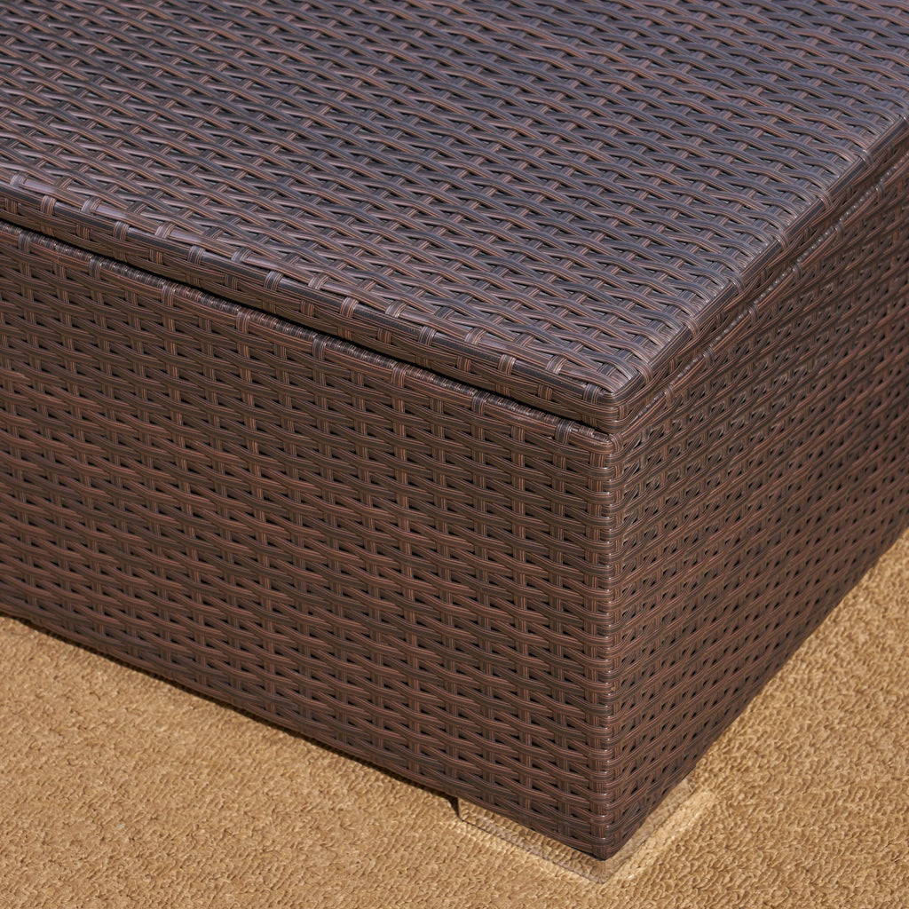 Multibrown Wicker Coffee Table with Storage D3104