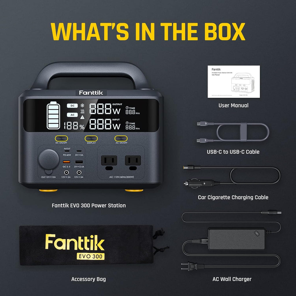 Portable Power Station 299Wh Lithium Battery with 2 AC Outlets X550848
