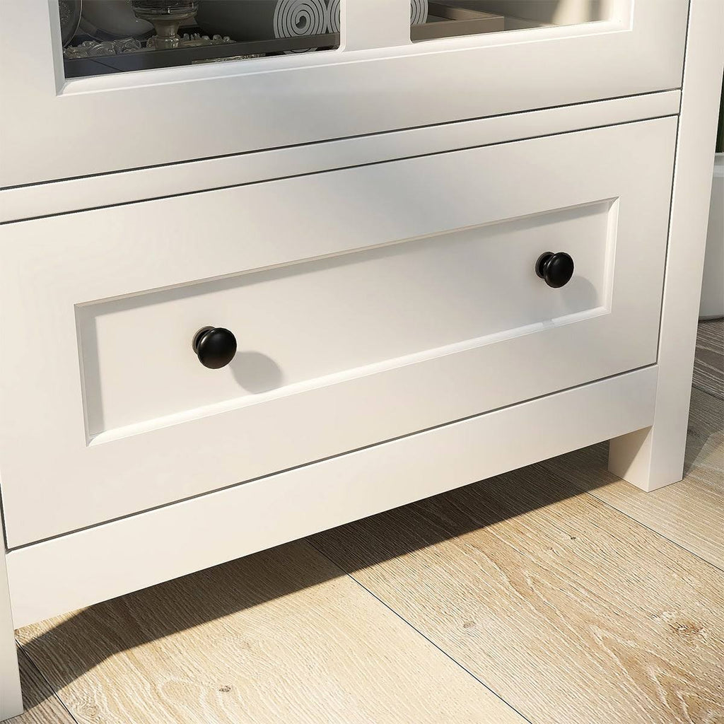 White Buffet Storage Cabinet with Glass Doors B1917