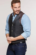 Bison Leather Vest with Concealed Carry Pockets Y89104