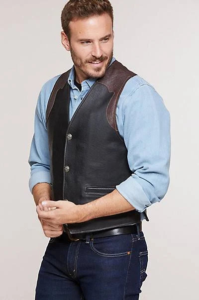 Bison Leather Vest with Concealed Carry Pockets Y89104