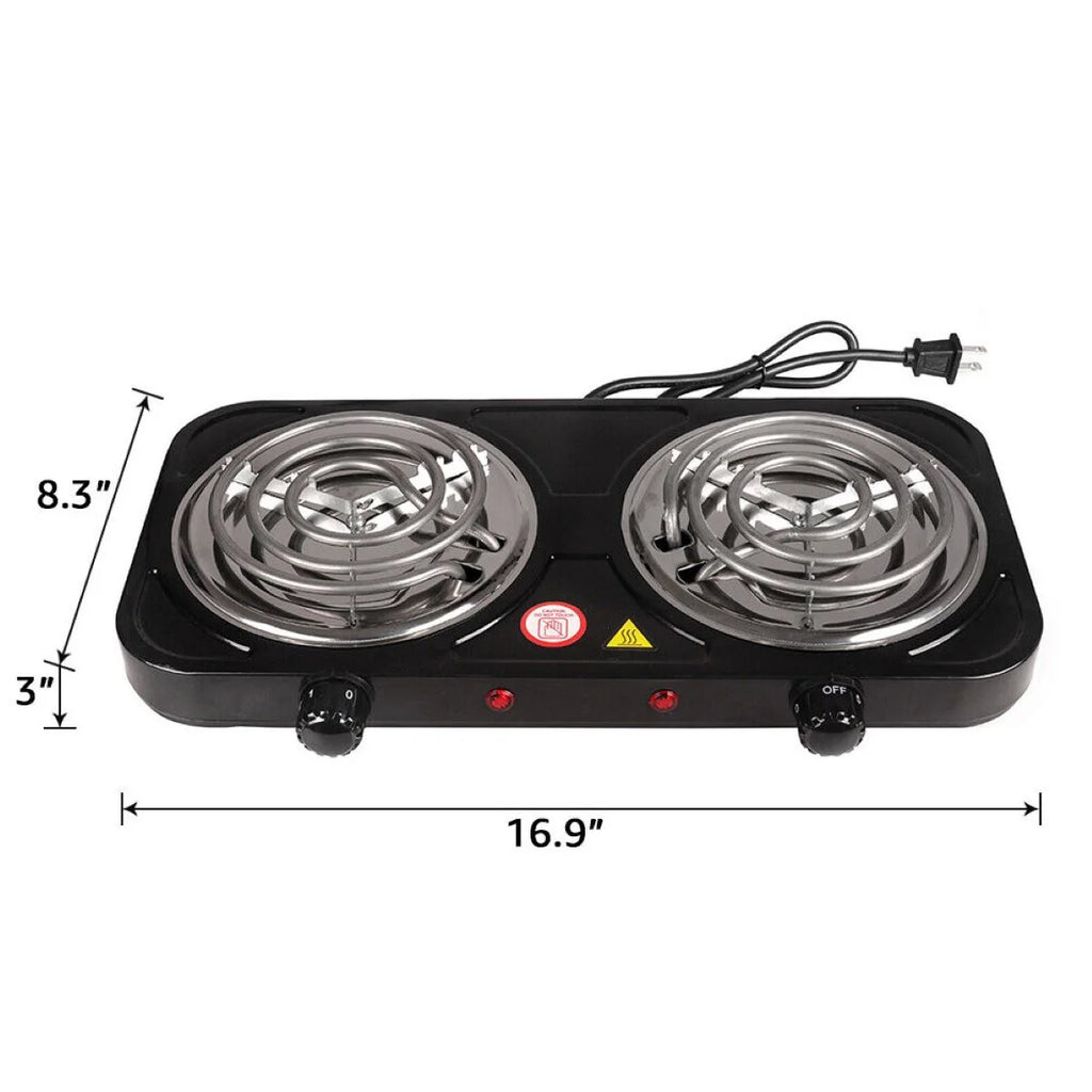 Electric Stove Dual Burner Portable Compact Hot Plate T300877