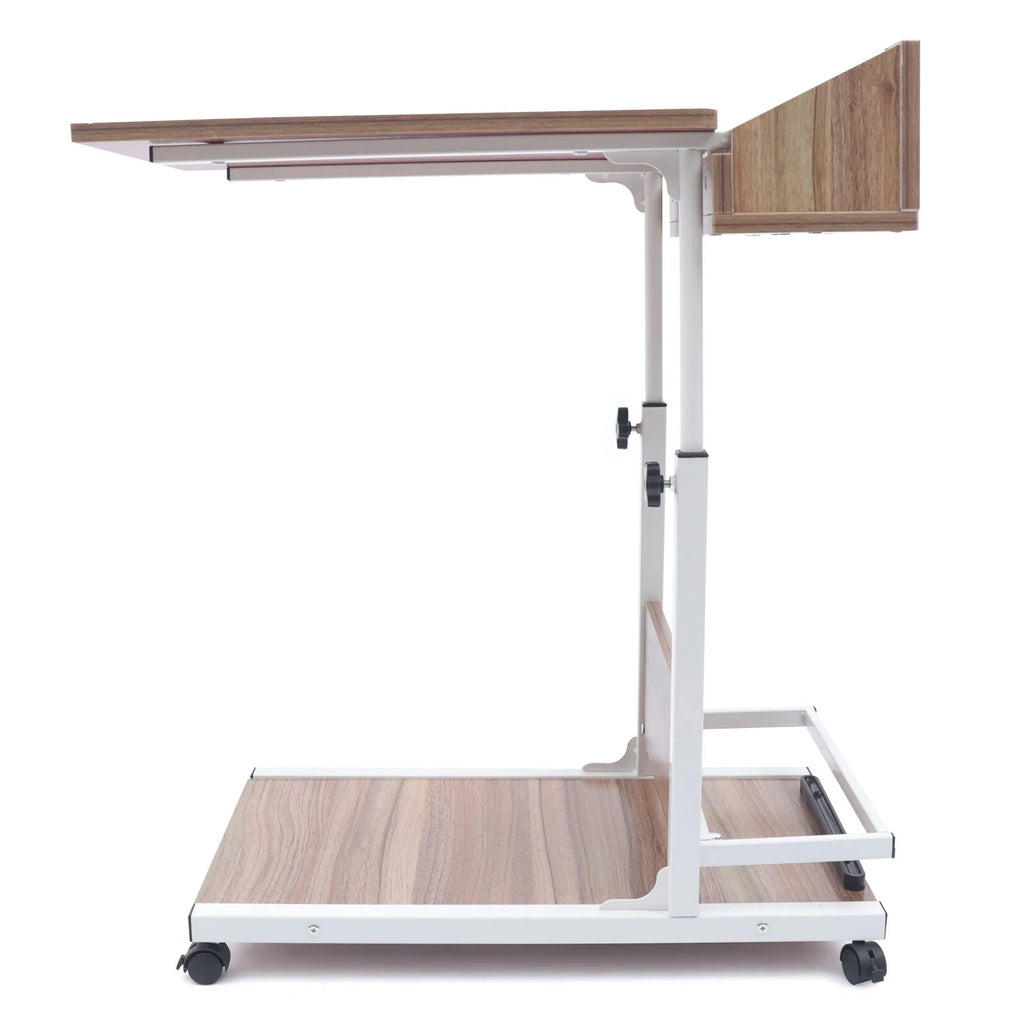 Wooden Bed Side Table with Storage and Wheels A180
