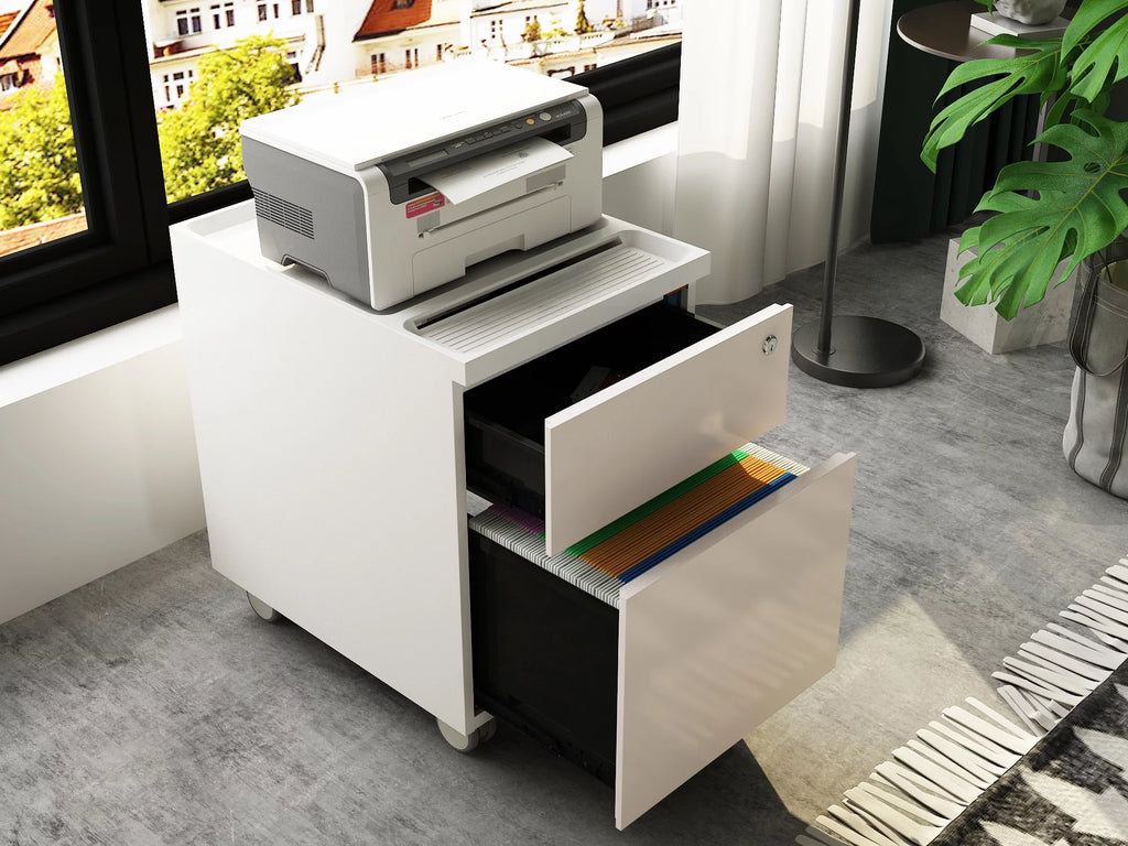 Pink 2-Drawer Metal Filing Cabinet with Wheels I155591