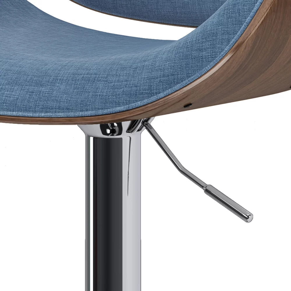 Blue Linen Look Fabric Adjustable Height Bar Stool Z694792