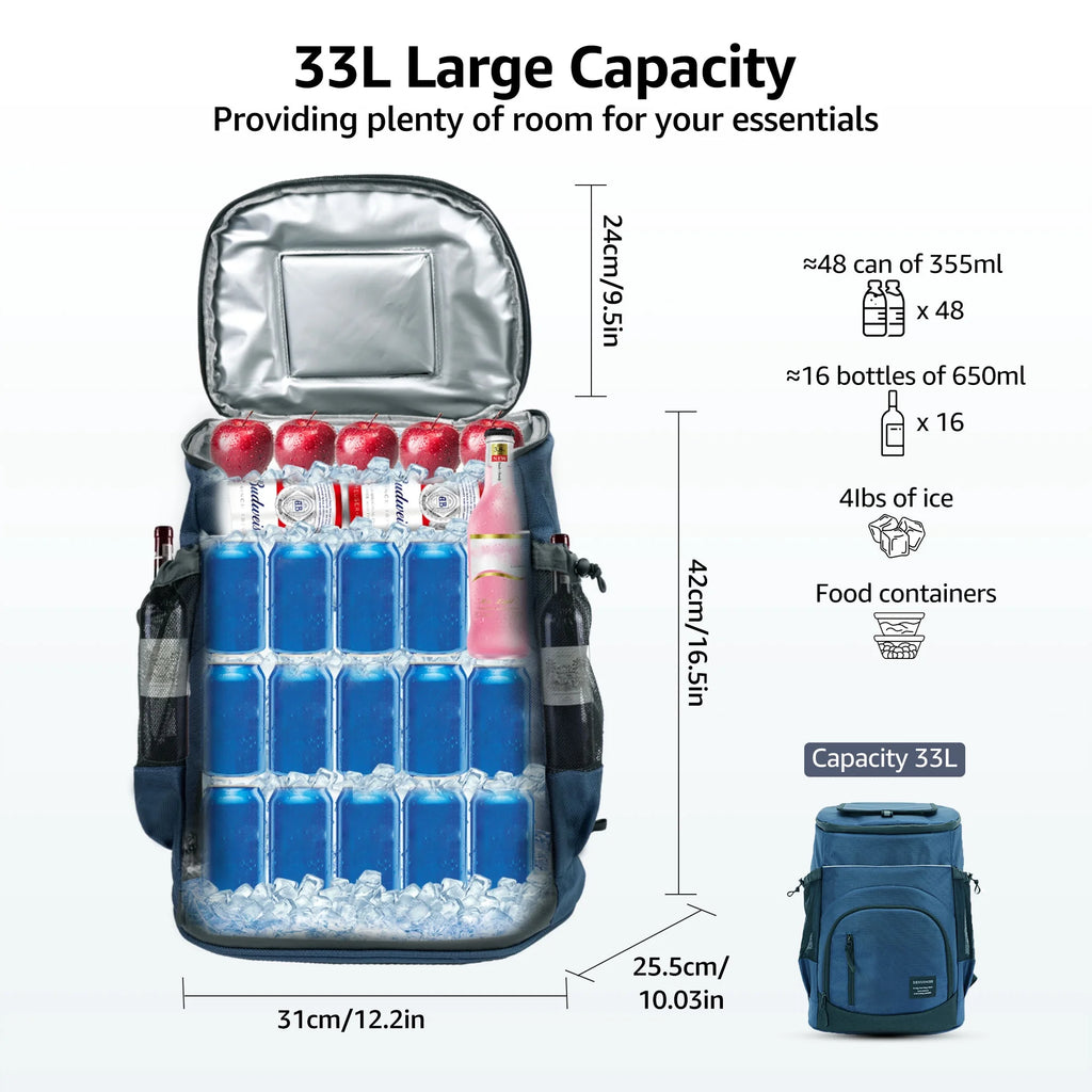 Blue Sandproof Water-Resistant Cooler Backpack Q425003