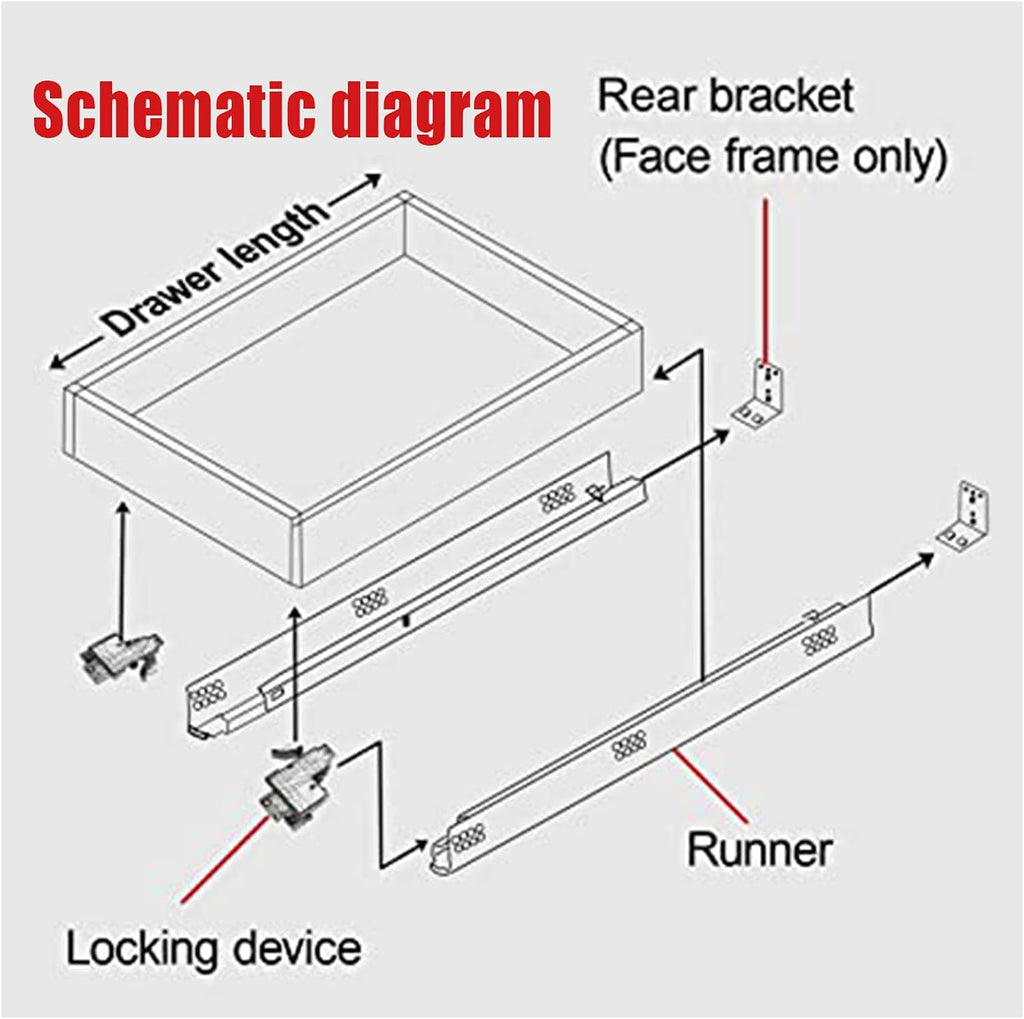 Soft Close Undermount Slide with Rear Bracket and Locking Device, 6 Pair O711959
