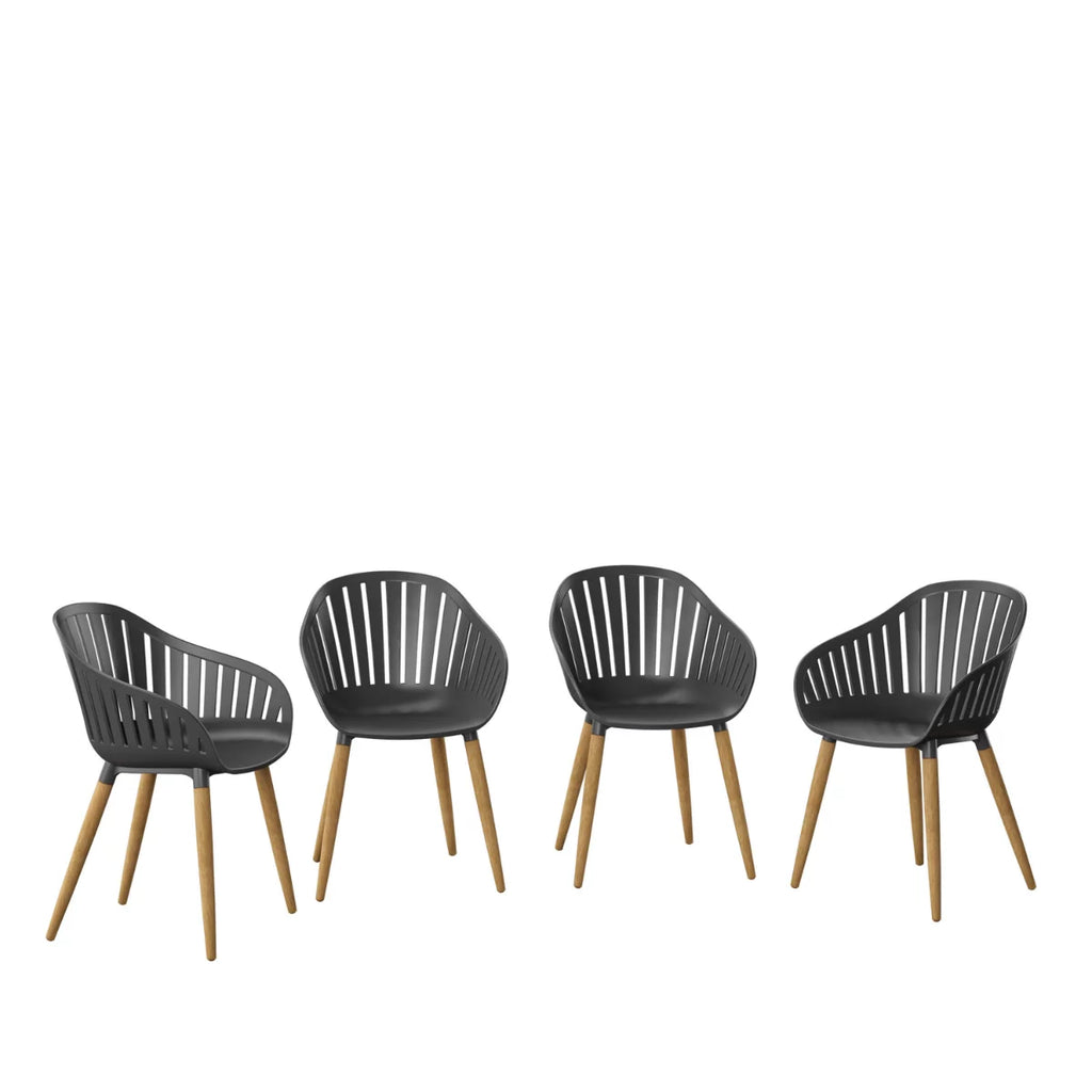 4-Piece Chair Set with Teak Finish Legs J61141