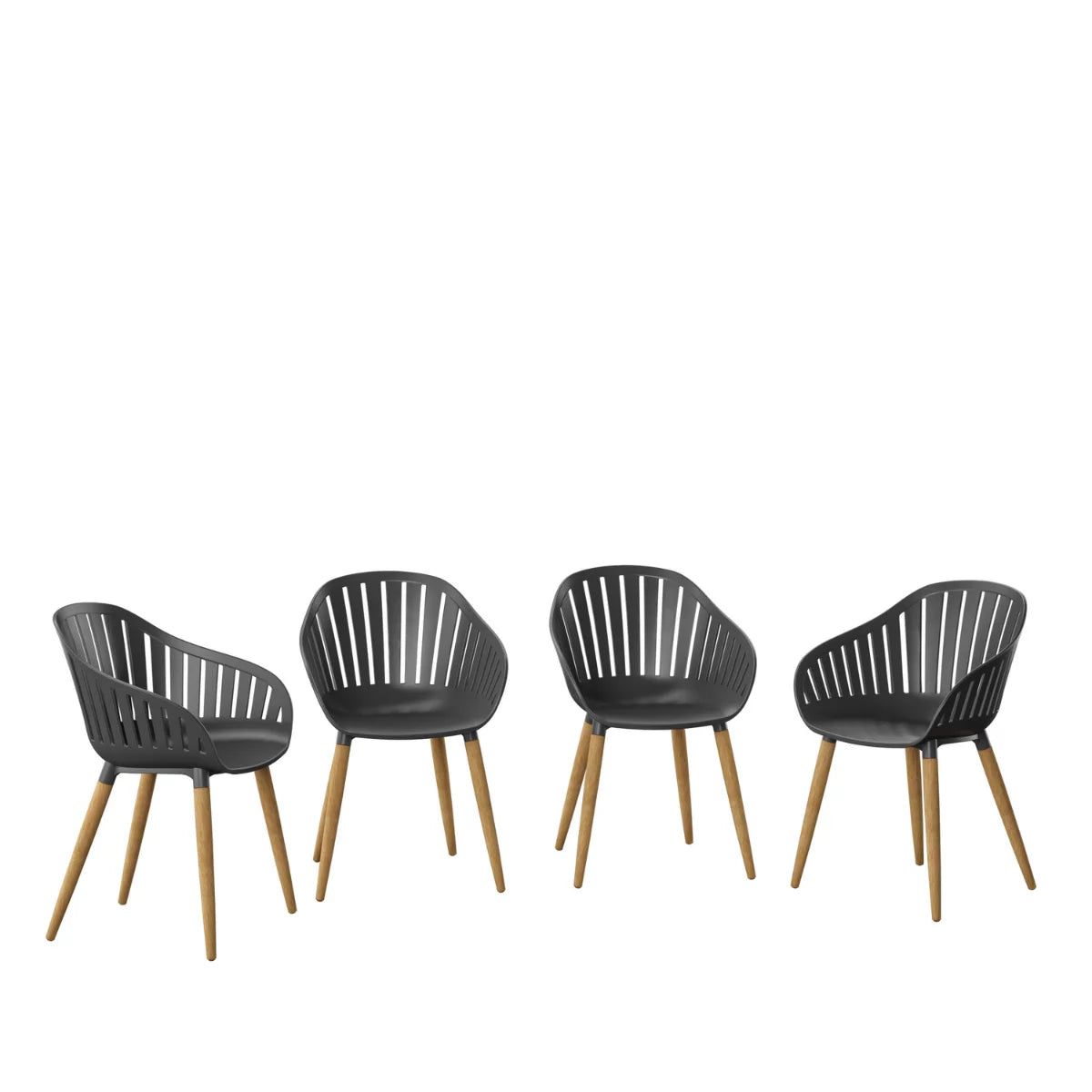 4-Piece Chair Set with Teak Finish Legs J61141