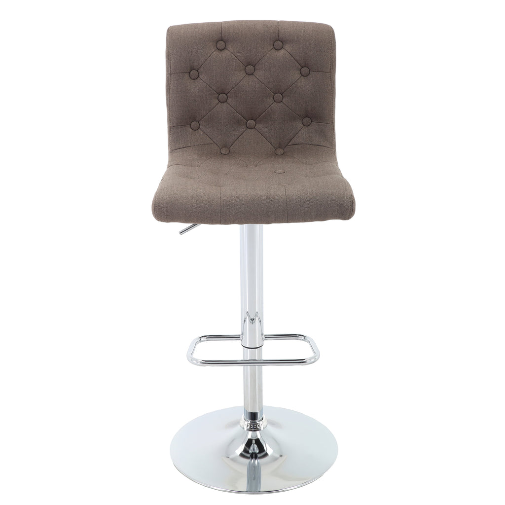 Tufted Swivel Bar Stool with Back, Fabric Upholstered Armless Bar Chair A59753