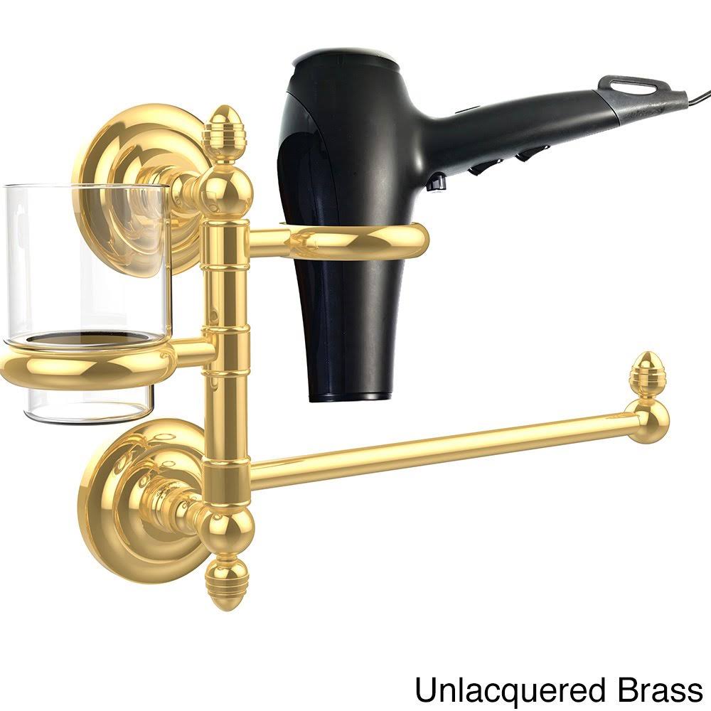 Unlacquered Brass Hair Dryer Holder and Organizer I5579