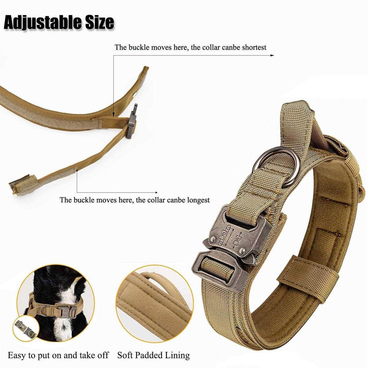 Adjustable Nylon Tactical Dog Collar with Control Handle E86657
