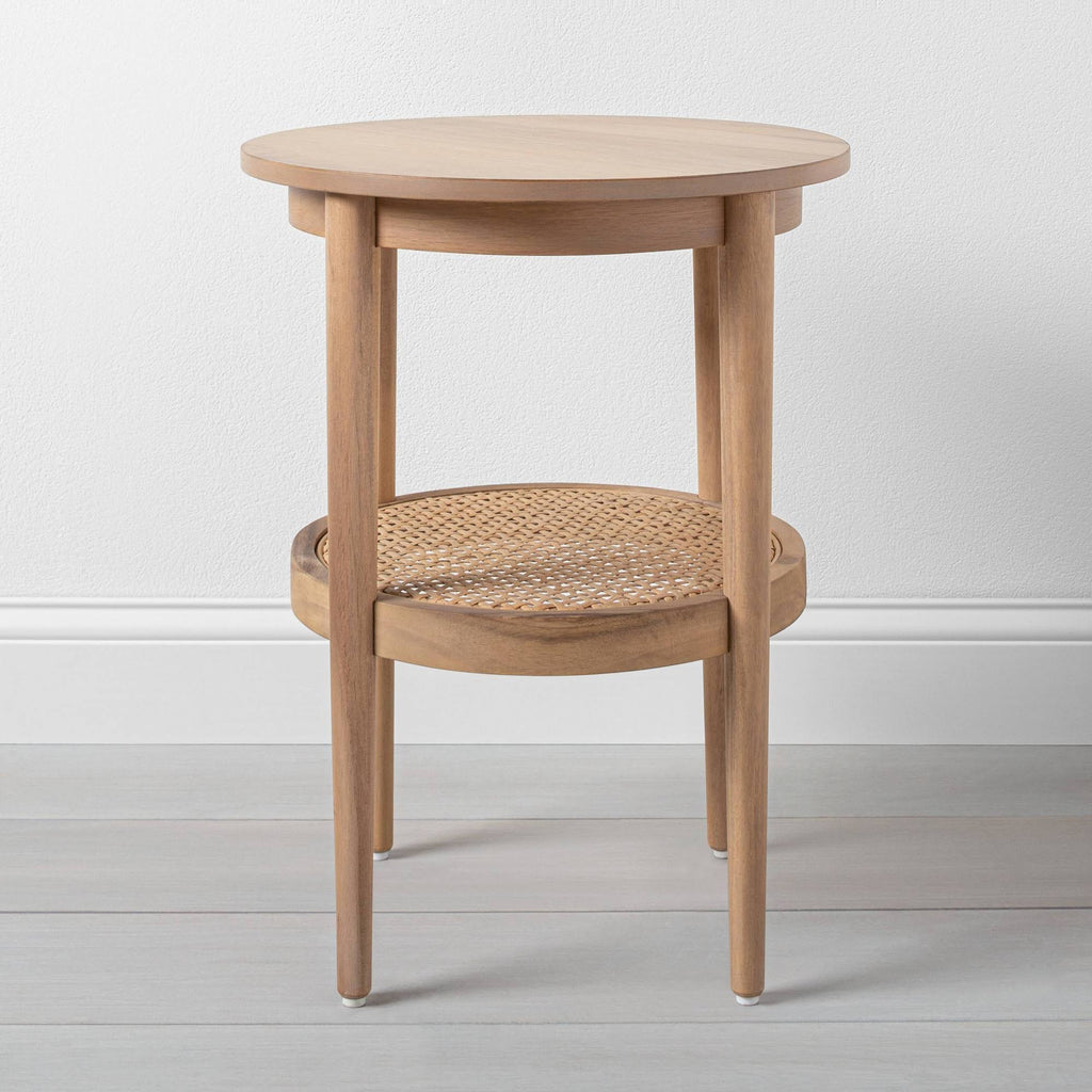 Wood & Cane Round Accent Table X8347