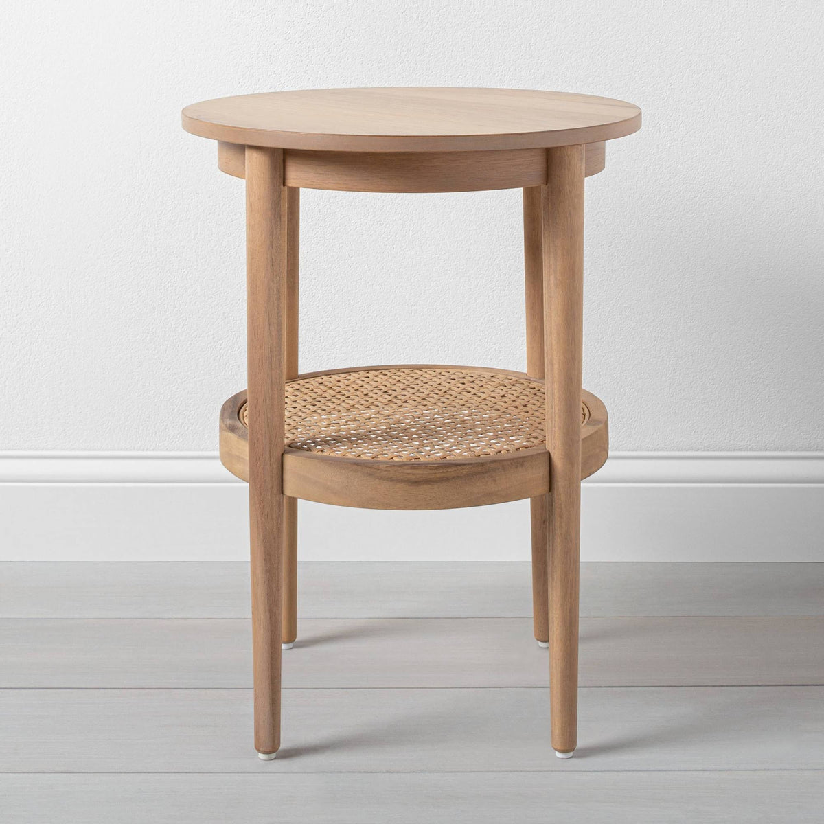 Wood & Cane Round Accent Table X8347