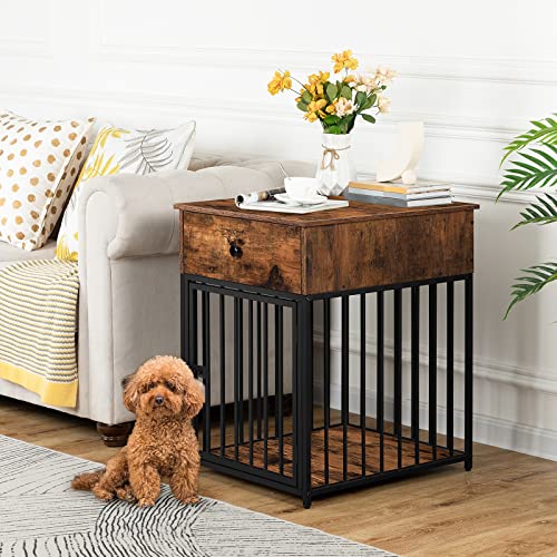 Wooden Dog Crate Furniture with Drawer V3182