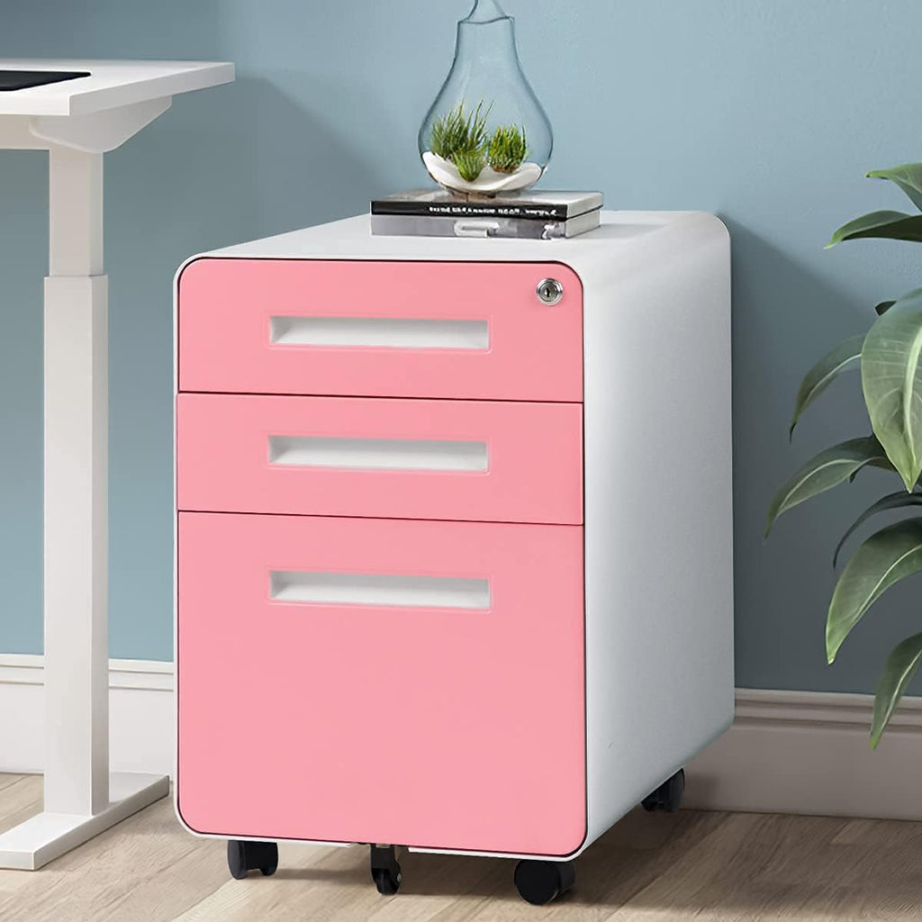 3 Drawer Black Mobile File Cabinet with Lock D735734