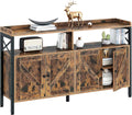 Rustic Brown 55Inch Console Table with Cabinet and Open Shelf N3847