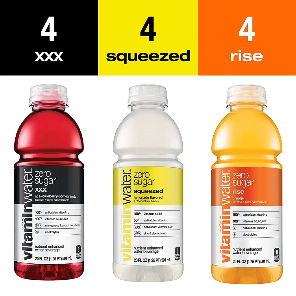 3 Flavor Variety Pack Nutrient Enhanced Flavored Water, 20 Fl Oz Bottles (Pack of 12) N9971